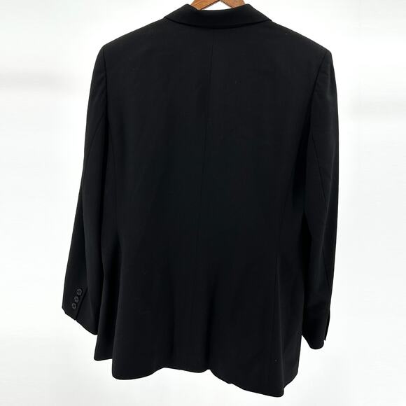 Vintage 90s Ann Taylor Black 100% Wool Minimalist Structured Blazer - Picture 5 of 8